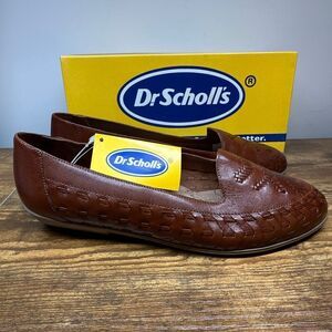 NEW Dr Scholls Tasha 4 Leather Flats Slip On Ballet Shoes Womens 10W Brown